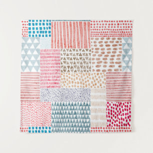 Cute seamless pattern in patchwork style. Simple d Tapestry