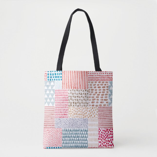 Cute seamless pattern in patchwork style. Simple d Tote Bag (Front)