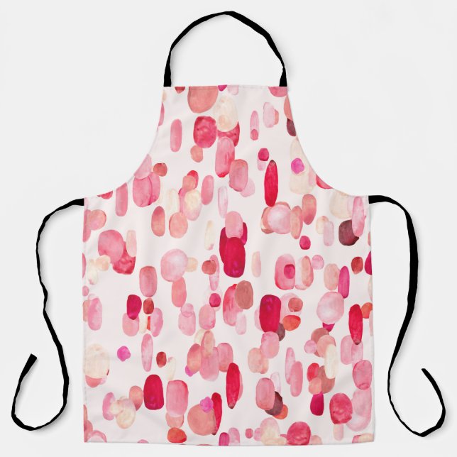 Cute seamless pattern of pink, red and beige spots apron (Front)