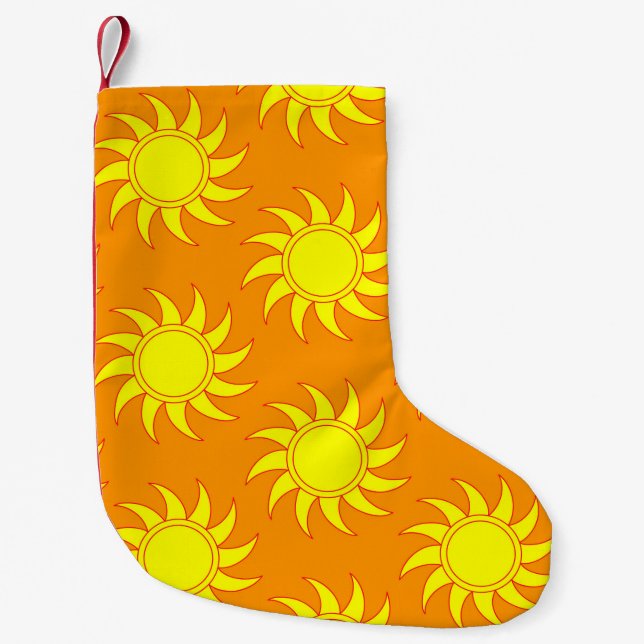 Cute seamless pattern of sun. Doodle hand drawn st Small Christmas Stocking (Front)
