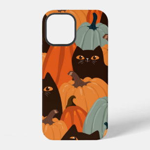 Cute seamless pattern with black cats and pumpkins iPhone 12 case