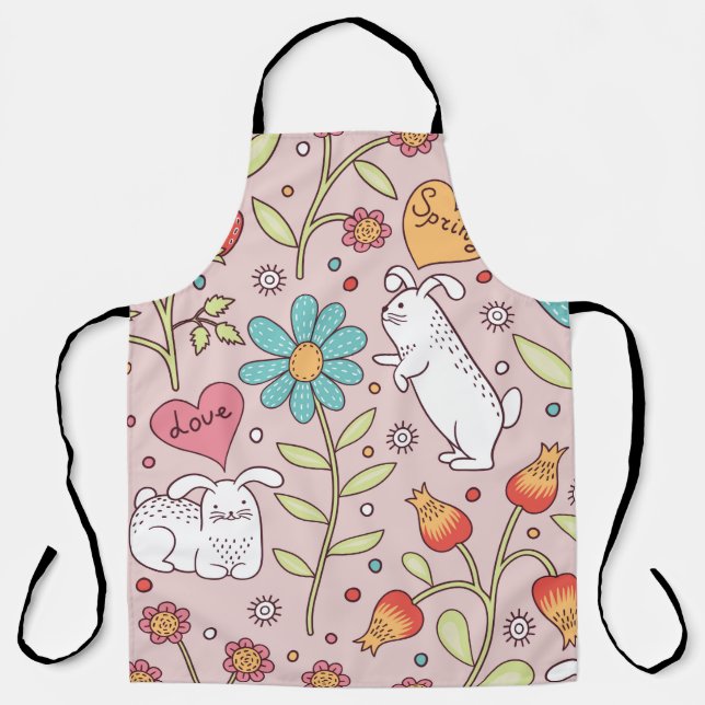 Cute seamless pattern with bunnies apron (Front)