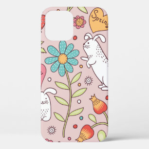 Cute seamless pattern with bunnies iPhone 12 case