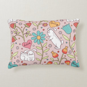 Cute seamless pattern with bunnies decorative cushion