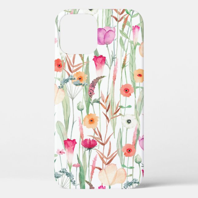 Cute seamless pattern with different wild flowers. Case-Mate iPhone case (Back)