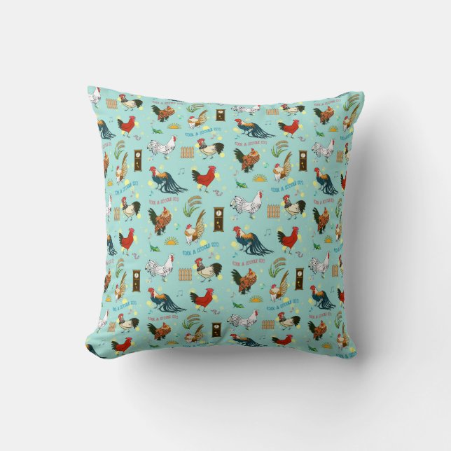 Cute seamless roosters pattern cartoon cushion (Front)