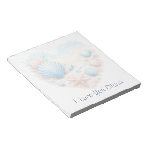 Cute Seashell Heart Beach Love Valentine's Day Notepad