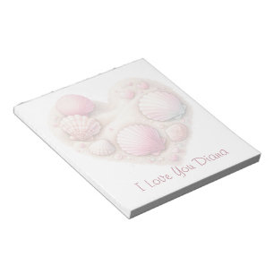 Cute Seashell Heart Beach Love Valentine's Day Notepad