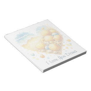 Cute Seashell Heart Beach Love Valentine's Day Notepad