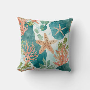 Cute Seashell Starfish Beachy Design Cushion