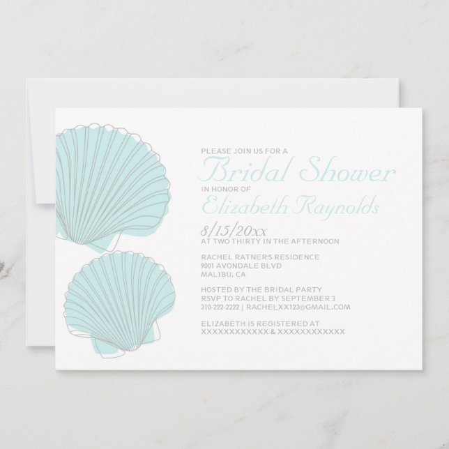 Cute Seashells Destination Bridal Shower Invite (Front)