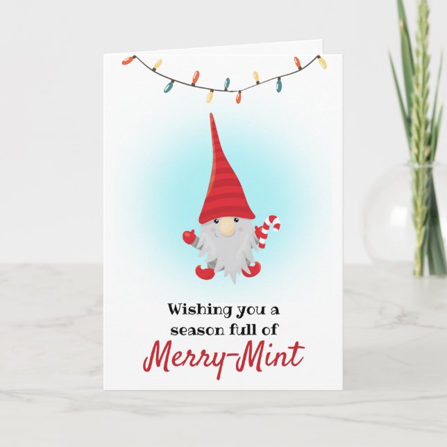 Cute Season full of Merry Mint Elf Holiday Card (Front)