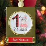 Cute Seasonal 1st Christmas Plaid Baby Hippo Name Gold Plated Banner Ornament<br><div class="desc">Cute Seasonal 1st Christmas Plaid Baby Hippo Name Gold Plated Banner Ornament.</div>