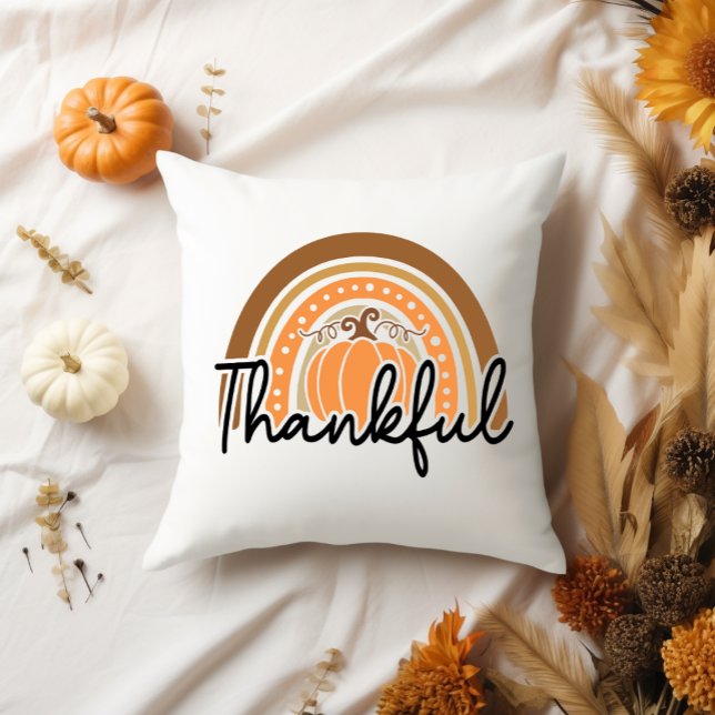 Cute Seasonal Fall Boho Pumpkin Thankful Cushion (Creator Uploaded)