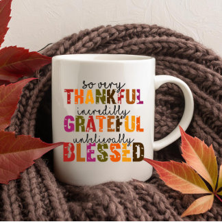 Cute Seasonal Fall Grateful, Thankful, Blessed Coffee Mug