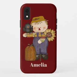 Cute Seasonal scarecrow add name Case-Mate iPhone Case