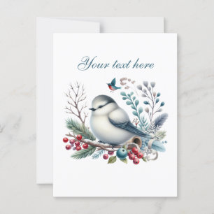 Cute Seasonal Winter bird add text Postcard