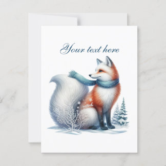 Cute Seasonal Winter fox lovers add text Postcard