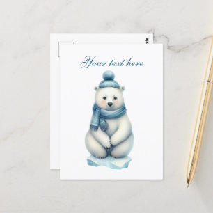 Cute Seasonal Winter polar bear Winter add text Postcard