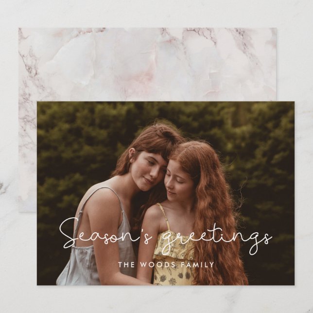 Cute Season's Greetings Family Photo Holiday Card (Front/Back)