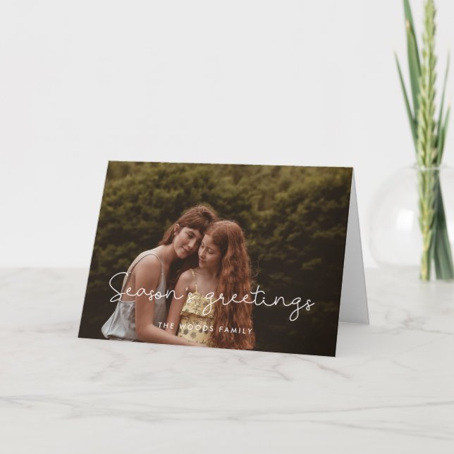 Cute Season's Greetings Family Photo Holiday Card (Front)