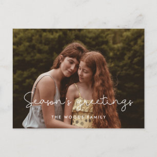 Cute Season's Greetings family photo Holiday Postcard