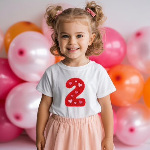 Cute Second Birthday Girl Hearts Red Fluffy 2nd Baby T-Shirt