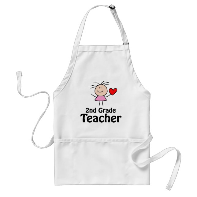 Cute Second Grade Teacher School Apron (Front)