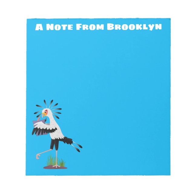 Cute secretary bird writing notes cartoon (Front)