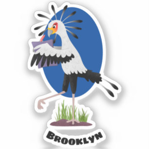 Cute secretary bird writing notes cartoon