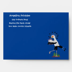 Cute secretary bird writing notes cartoon  envelope