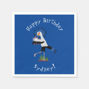 Cute secretary bird writing notes cartoon napkin