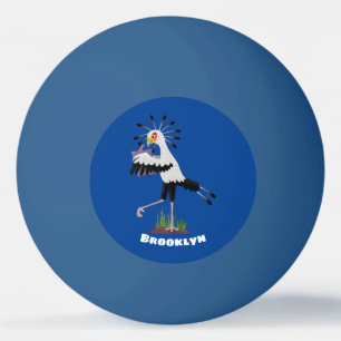 Cute secretary bird writing notes cartoon ping pong ball