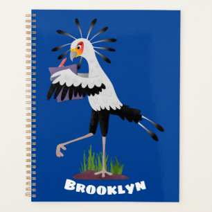 Cute secretary bird writing notes cartoon planner