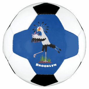 Cute secretary bird writing notes cartoon soccer ball