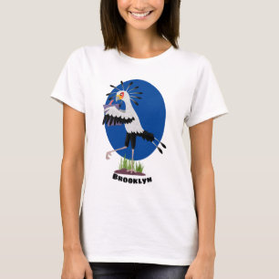 Cute secretary bird writing notes cartoon T-Shirt