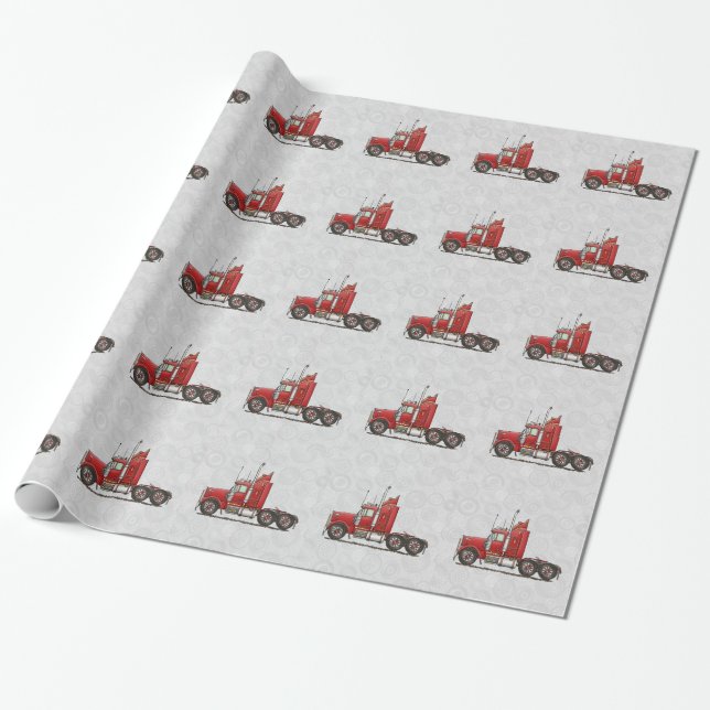 Cute Semi-Cab Wrapping Paper (Unrolled)