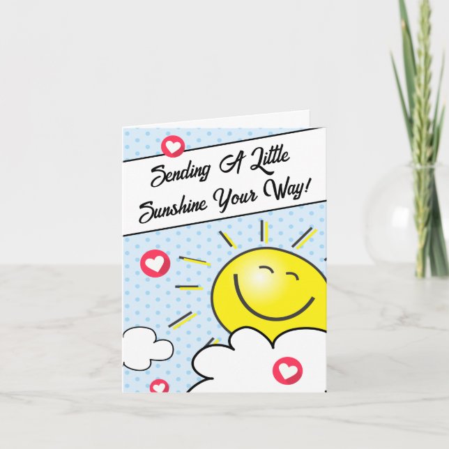 Cute Sending A Little Sunshine Thinking Of You Card (Front)