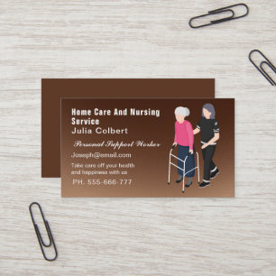 Cute Senior Companion or Elderly Caregiver brown Business Card