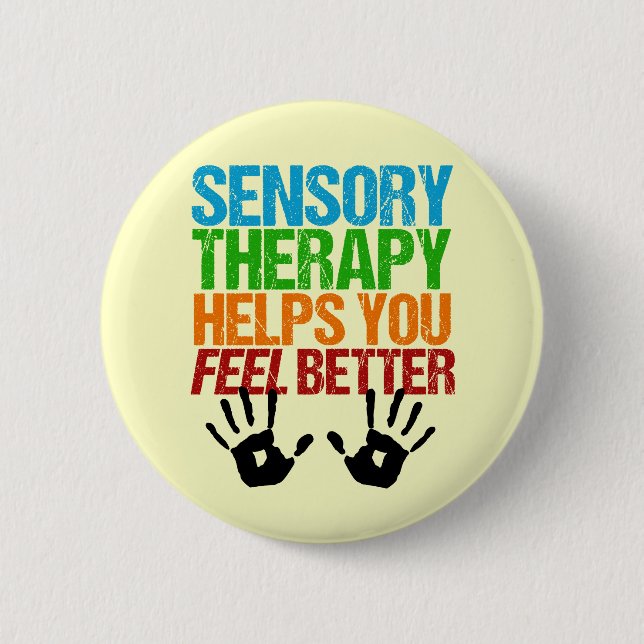 Cute Sensory Therapy OT Handprints 6 Cm Round Badge (Front)