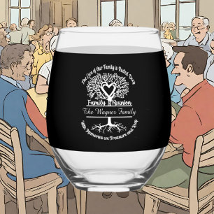 Cute sentimental Family reunion add name Stemless Wine Glass