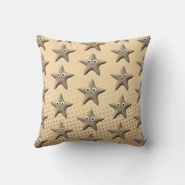 Cute Sepia Starfish Pattern Cushion (Back)