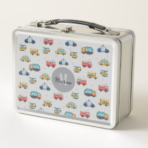 Cute Service Vehicle Personalised  Metal Lunch Box