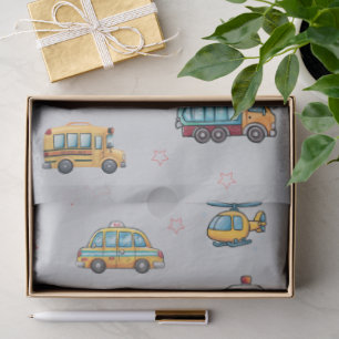 Cute Service Vehicles  Tissue Paper