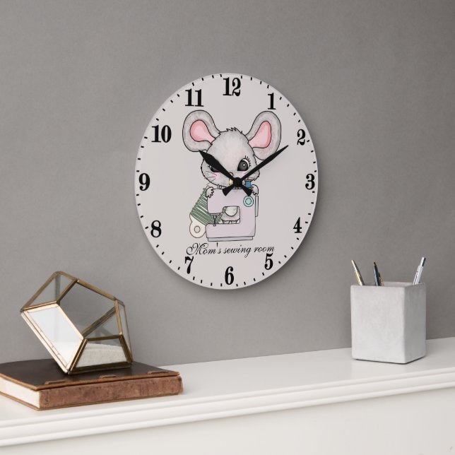 cute sew room mouse  large clock (Office)