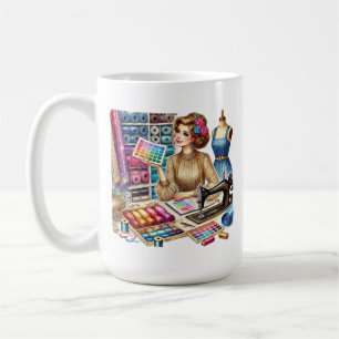 Cute sewing lovers add monogram coffee mug