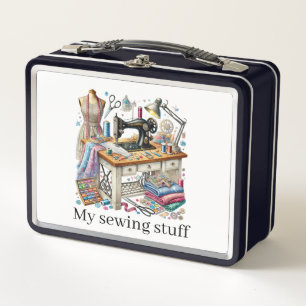 Cute sewing lovers customisable metal lunch box