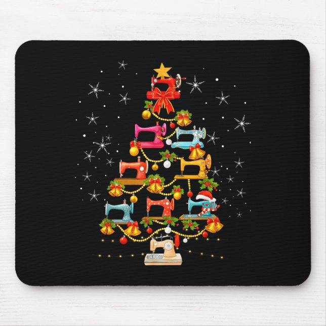 Cute Sewing Machine Christmas Tree Christmas Ornam Mouse Pad (Front)