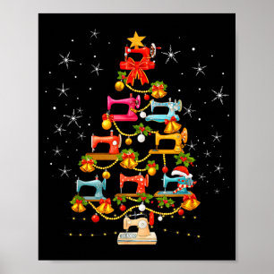 Cute Sewing Machine Christmas Tree Christmas Ornam Poster
