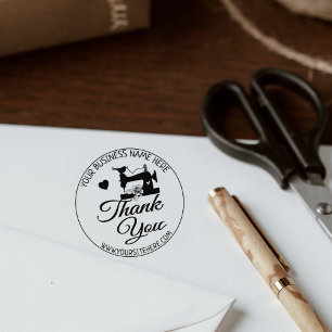Cute Sewing Thank You Rubber Stamp